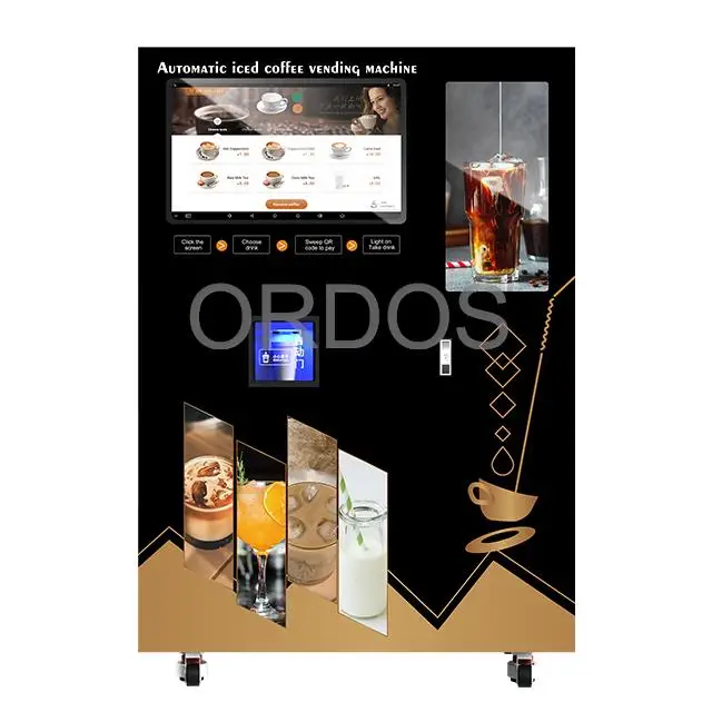 Iced coffee vending machine with big capacity ice maker hot and cold drink vending machine