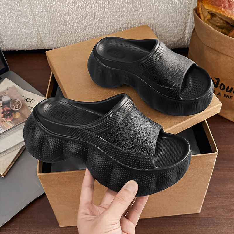 

Four Season All Match Women Slides Supple Skin Padding, Non Slip Waterproof Platform Sole Basic Campus Daily Footwear