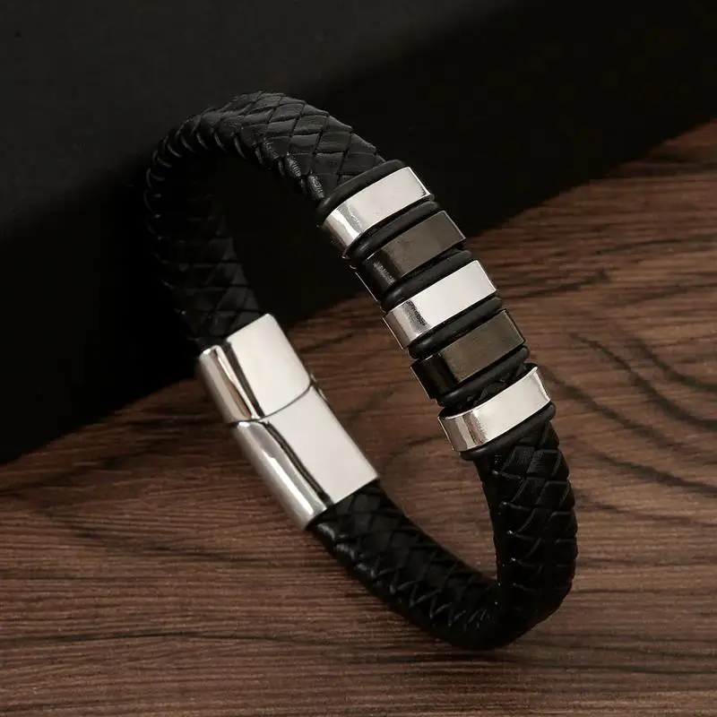 New Fashion Men Woven Leather Rope Bracelet Special Style Classic Men's Leather Bracelet Luxury Jewelry Male Wrist Bangle Gift