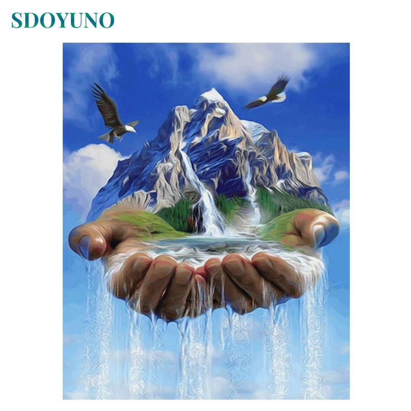 

SDOYUNO 60x75cm Painting by numbers Handpainted Decorative paintings Water Fall Scenery DIY Drawing by numbers Home decor