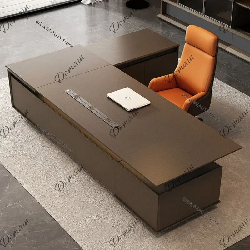 UYT  Luxury Executive Office Desk Modern Minimalist CEO Large Workstation Solid Wood Veneer Storage High-End Business Furniture