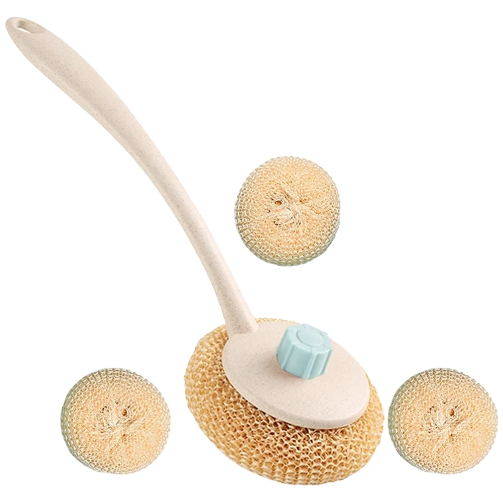

1 set Set Long Handle Dish Scrub Brush for Pots Stove Non-stick Oil Resistant Sponge Cleaning Dish Brush Tools
