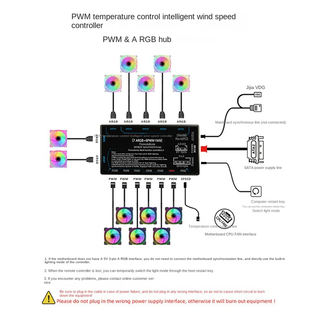 BAAE Game Cabinet RGB Chassis Fan 120mm 3D Infinite Mirror Silent Fan Reverse Blow ARGB+PWM 2 in 1