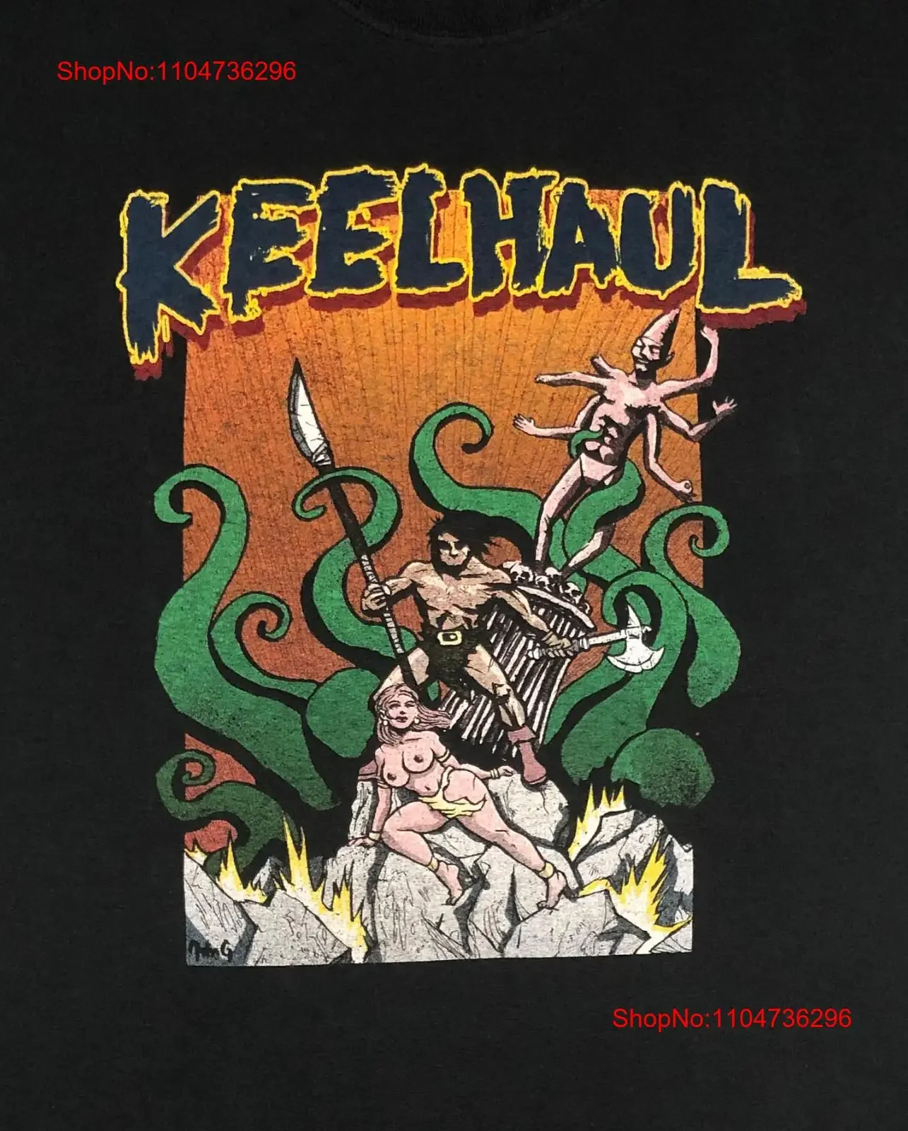

Черная футболка VTG Keelhaul Band, все размеры от S до 345XL XY797, винтажная стираная уличная одежда, дышащая, повседневная, удобная