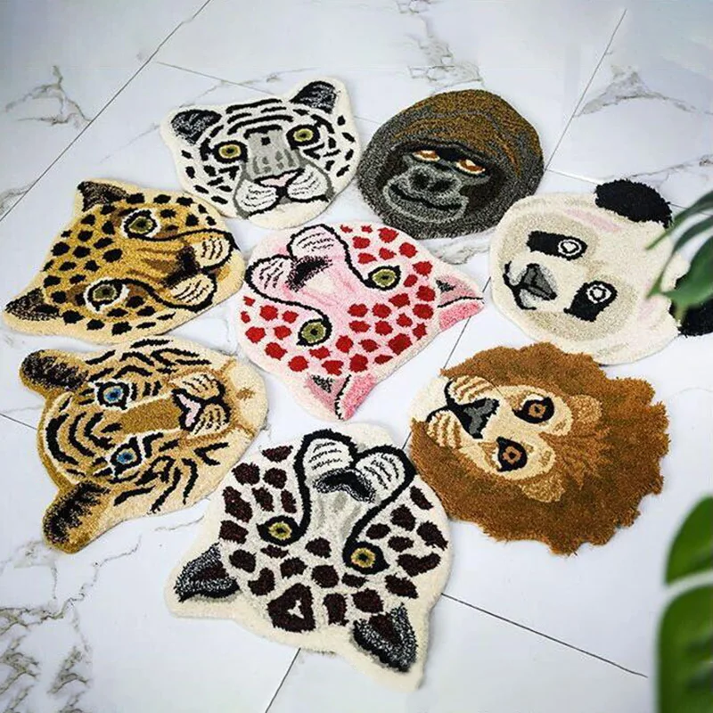 Nordic 3D Wild Animal Carpet Rug Giraffe Tiger Chair Cushion Anti Slip Bathroom Floor Mat Bedroom Bedside Carpet Furry Doormat - Image 2