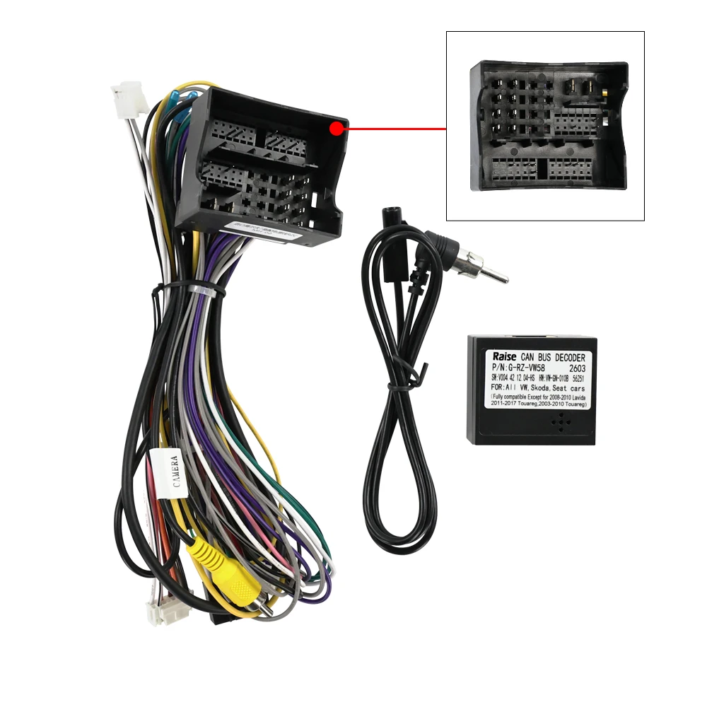 Android Radio Cable Accessories Wiring Harness 16PIN MP5 Cable Adapter Extension Cable For VW Golf 7 Seat Leon RZ-VW58 CANBUS