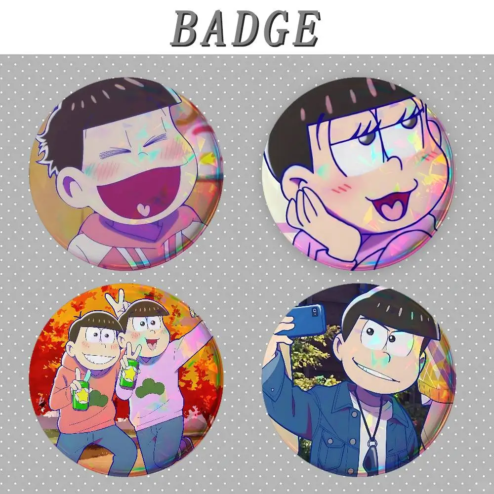O-Osomatsu S-San Funny Badges Round Brooch Cute Cartoon Idol Cosplay Badges DIY Backpack Clothing Jewelry Pins