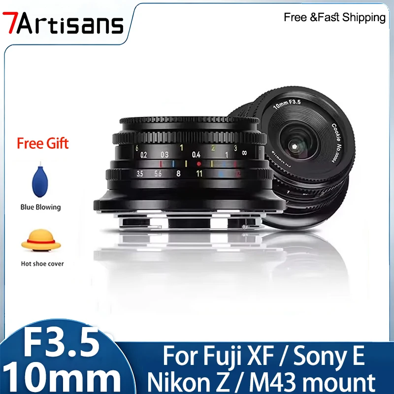 7artisans 10mm F3.5 108°  APS-C Ultra-Wide Angle Portraits Prime Lens for Sony ZVE10 A6400 A7III Fujifilm XF Nikon Z M4/3 Mount