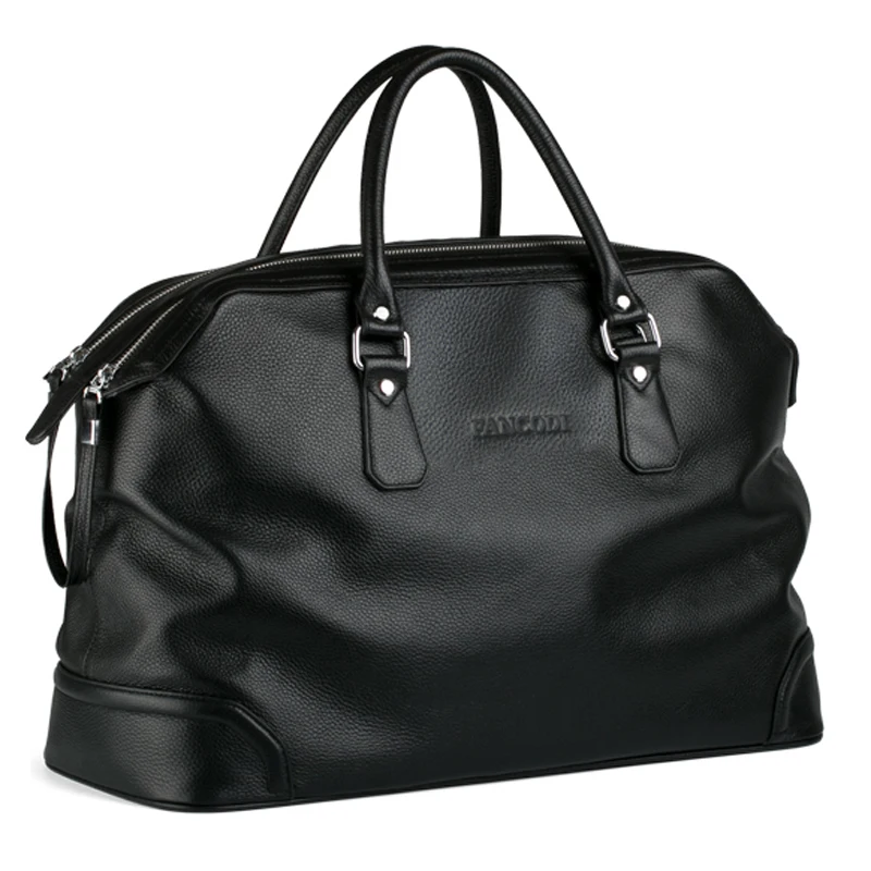 Luxury Men Genuine Leather Travel Bag Luggage Bag Men Leather Duffle Bags Weekend Shoulder Bag Overnight Male Tote Black