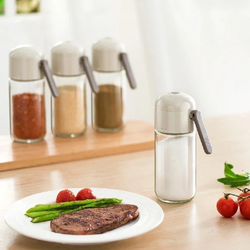 Kitchen 180ml 250ml Cooking Salt and Pepper Shakers Quantitative Seasoning Bottle Each Press 0.5g Metering Salt Shaker Push Type