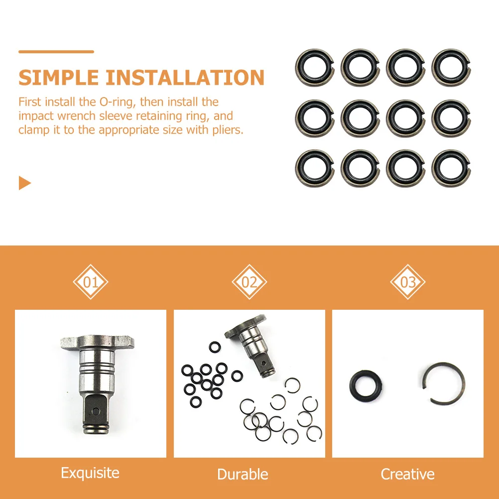 

12 Sets Ring Electric Wrench Spring Rings Retaining Clip Impact Socket Retainer Black