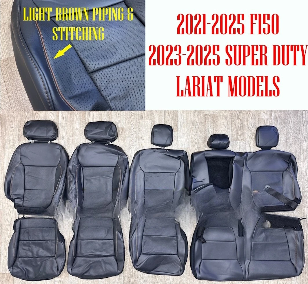 For 2021 - 2026 F150 LARIAT leather seats with light brown tubing -