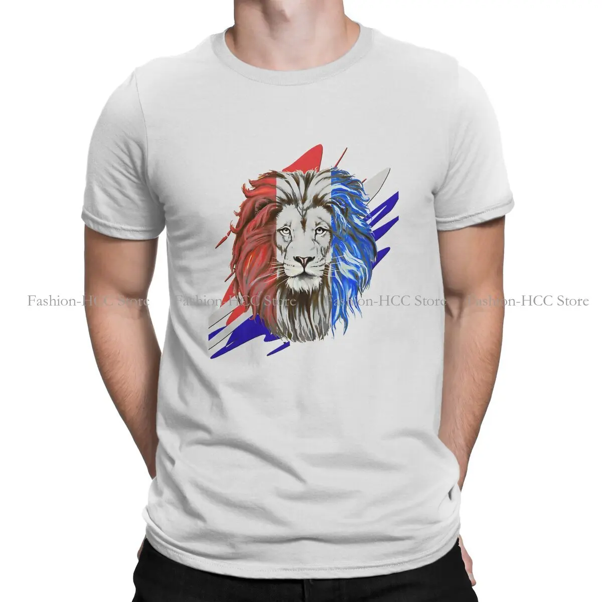 Rasta Design Polyester TShirts Lion Zion Rasta Reggae Art - Blue White Red Distinctive Men's T Shirt Hipster Clothing