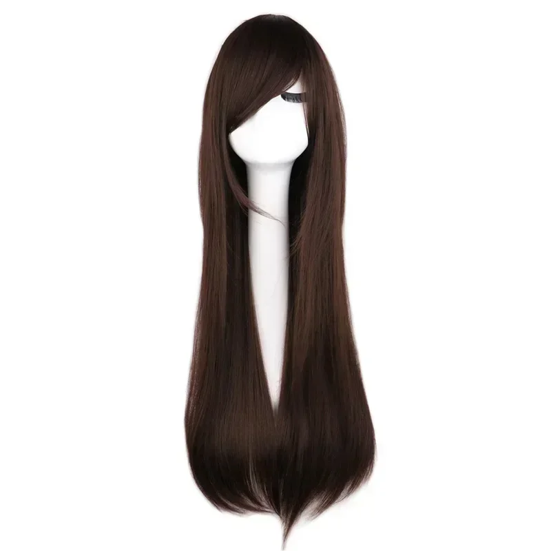 QQXCAIW 80cm Long Straight Cosplay Wig Women Anime Costume Party Black Red Ombre Heat Resistant Synthetic Hair Wigs