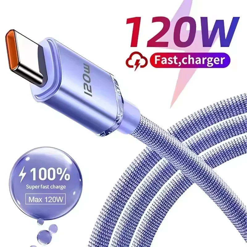 120W USB Typ-C-Kabel, Typ-C-auf-Typ-C-Ladekabel, schnelles Ladekabel, USB-C-Kabel für Samsung, Xiaomi, Huawei, Realme