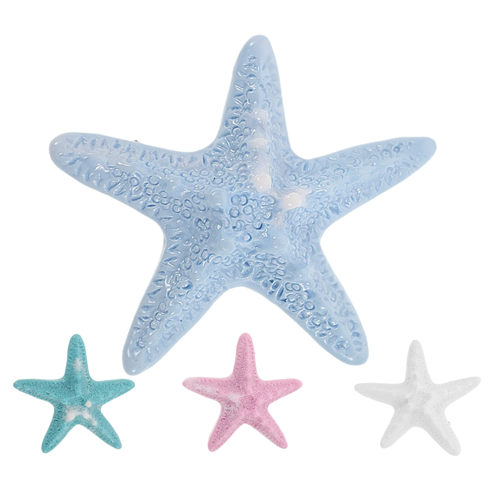 4 Pcs Starfish Hairpin Beach Clips Seashell Charms Bangs Pins Barrettes Stainless Steel Resin Seaside Resort Miss Mermaid Decor