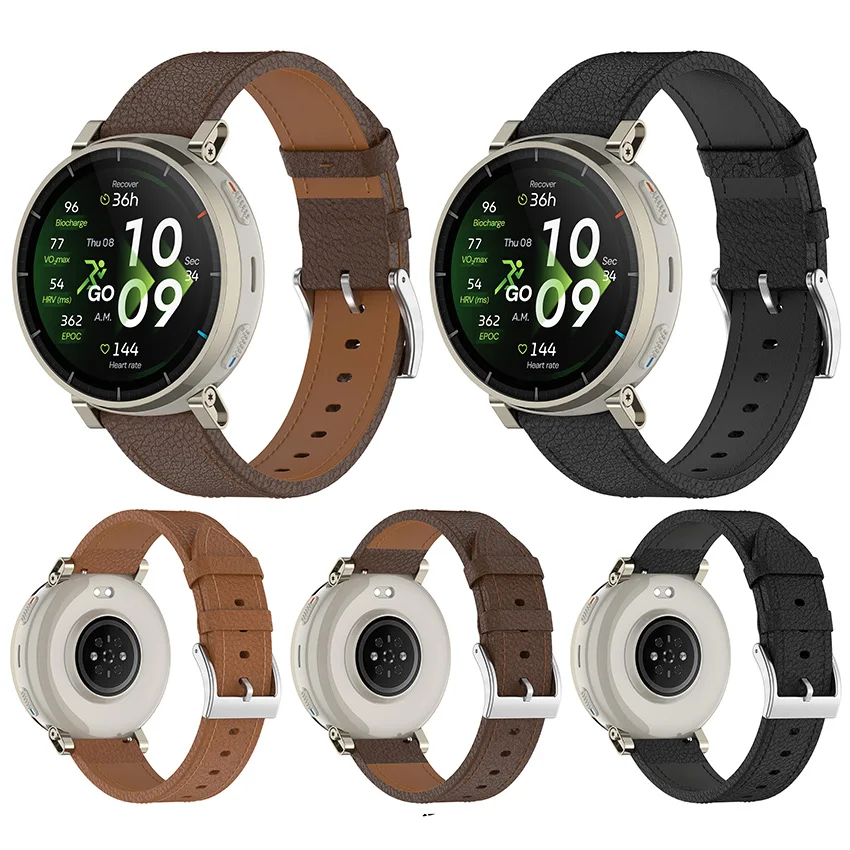 For Amazfit Bip Max Active 3 Watch Strap Textured Genuine Leather Available in 20 mm and 22 mm Accessories