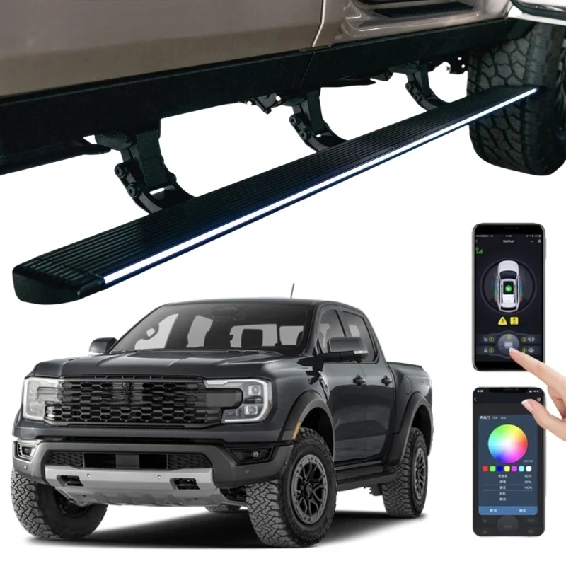 

Automatic Retractable Running Boards Aluminum Side Steps Fit 2024-2026 Ranger T9 Pickup