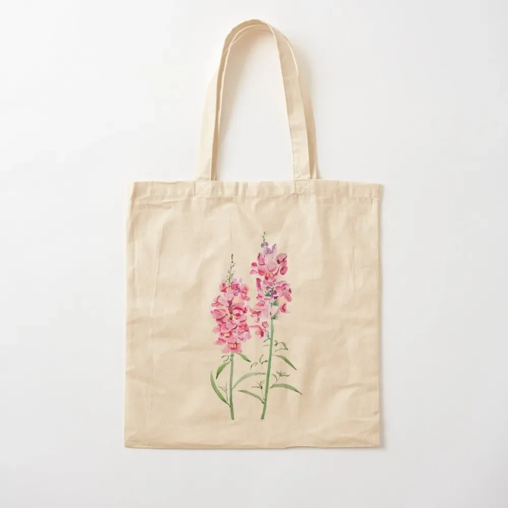 

hand painted 2 pink snapdragon flowers watercolor painting Tote Bag Large bags for women Handbags Gift bag