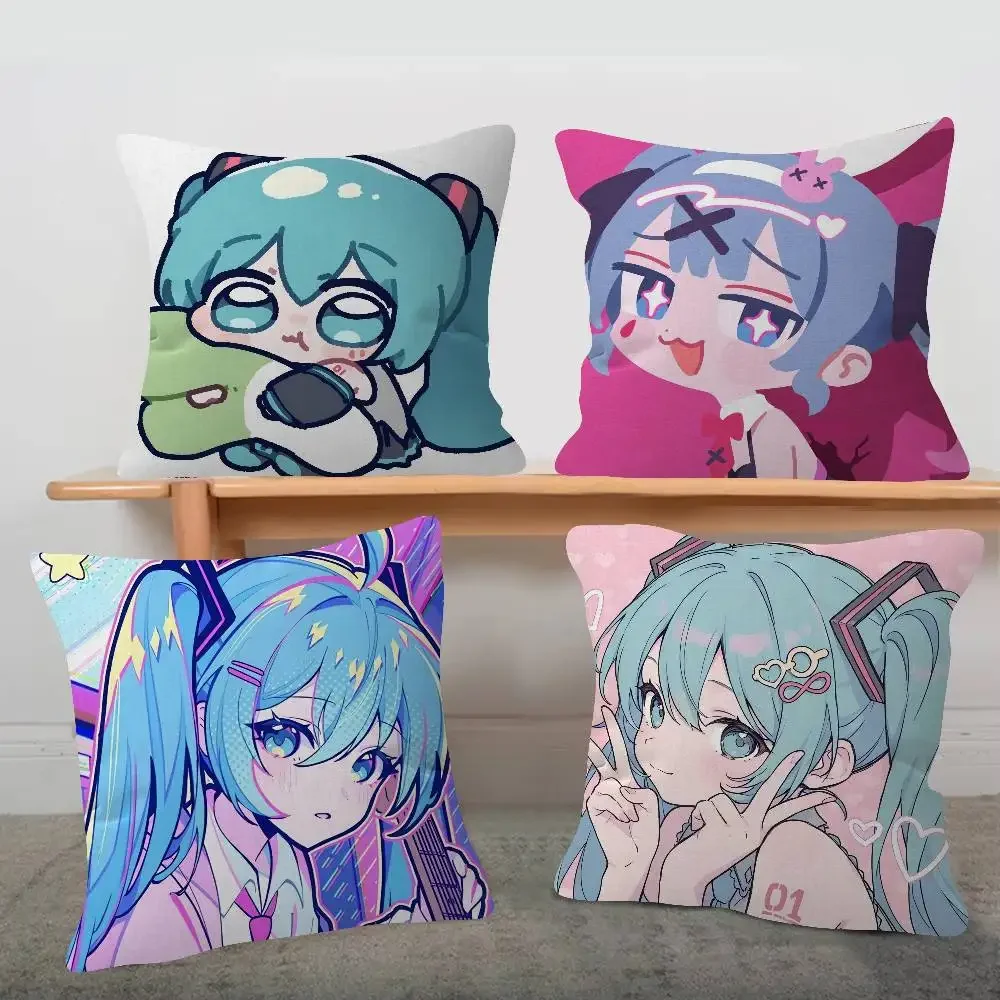 Anime Hatsune Miku Kissenbezug, 30 x 50 cm, Polyester, Sofakissen, dekorative Kissen, Heimdekoration, Kissenbezug