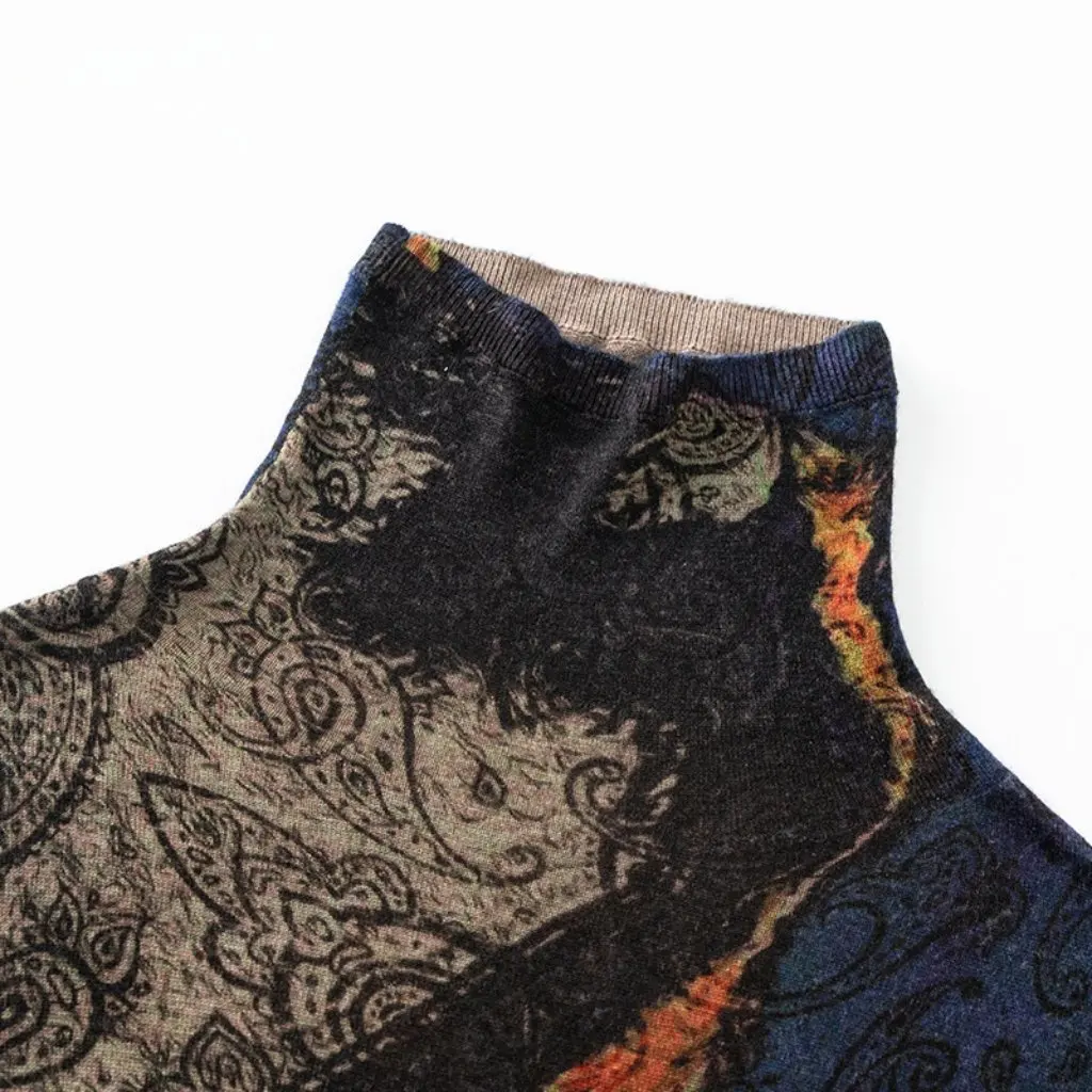 Maglione di lana sottile solubile in acqua con colletto stampato strato base H2804 Commercio all'ingrosso della fabbrica superiore invernale alla moda da donna