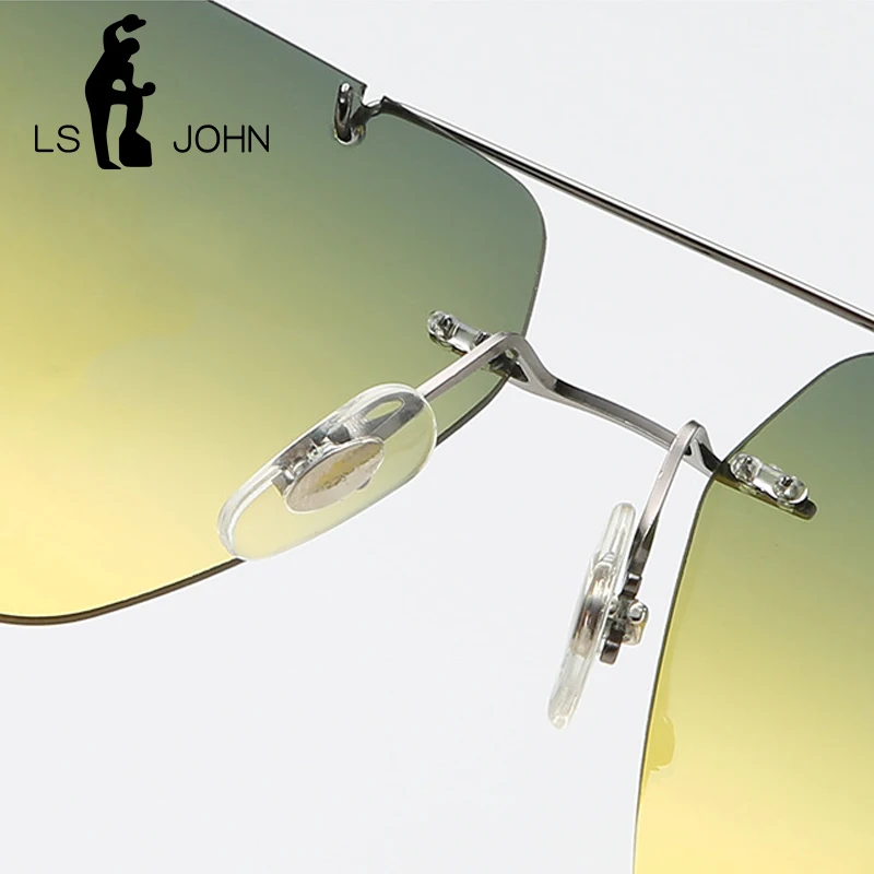 LS JOHN 202 ultralekkie tytanowe spolaryzowane okulary przeciwsłoneczne męskie okulary pilotażowe damskie bez oprawek lotnictwo okulary przeciwsłoneczne do jazdy óculos De Sol — zdjęcie 5