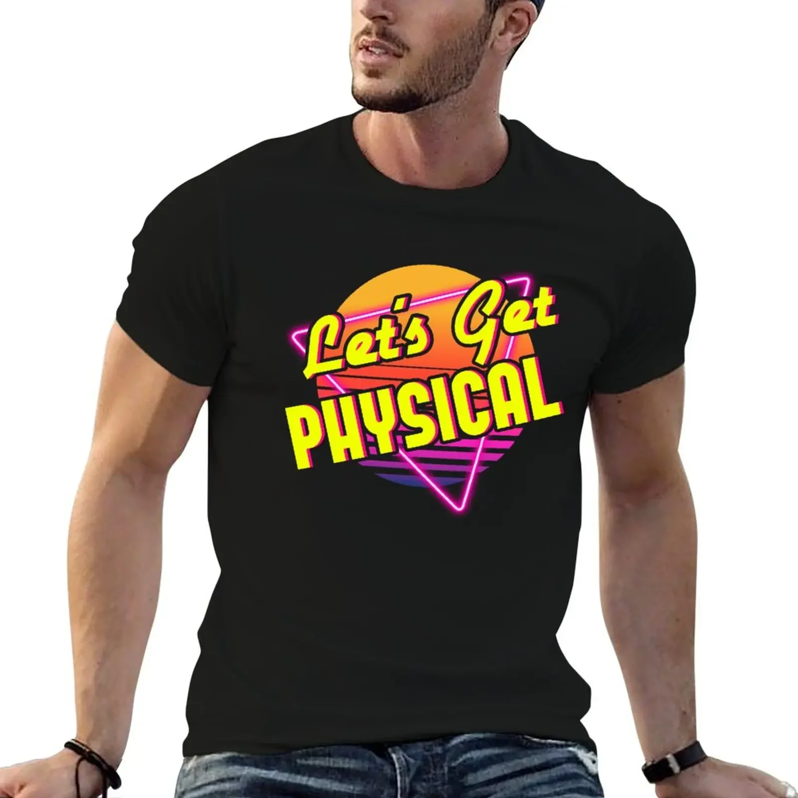 

Lets Get Physical 80s Costume Party Retro Neon Eighties Workout 1980s T-Shirt vintage t shirts for a boy Short sleeve tee men