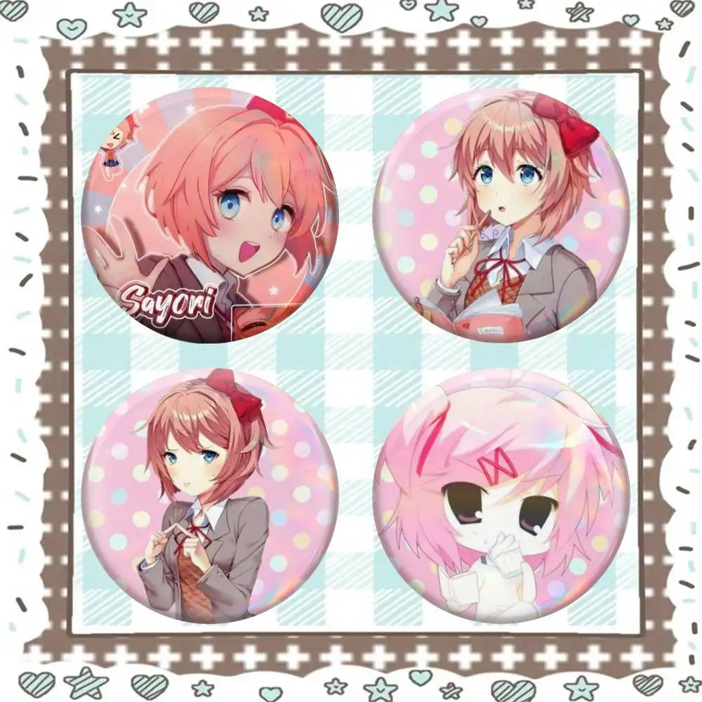 DDLC Girl S-Sayori Badge Tinplate Meme Round Brooch For Hat Bag Creative Lapel Jewelry Accessories Gifts