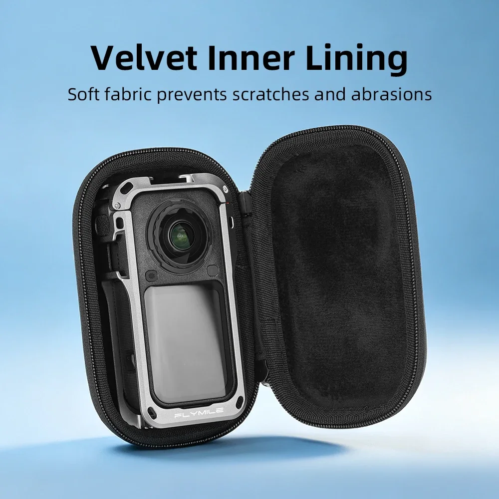 Flymile Käfig-Aufbewahrungstasche für Insta360 X6 Zubehör-Tragetasche Schutzhülle PU-Hartschale Tragbare Schwarze Mini-Tasche – Detail 4