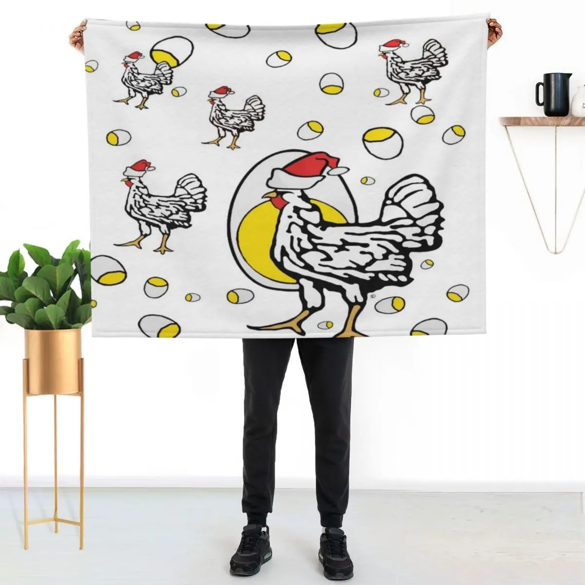 

Roseanne Inspired Chicken Shirt Christmas Santa Hat Holiday Original Parody Design Throw Blanket