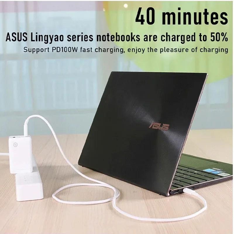 Kabel danych ASUS Adol Type-C 100W do szybkiego ładowania C do C dla telefonów laptopów tablety przełączają konsole do gier kabel szybkiego ładowania