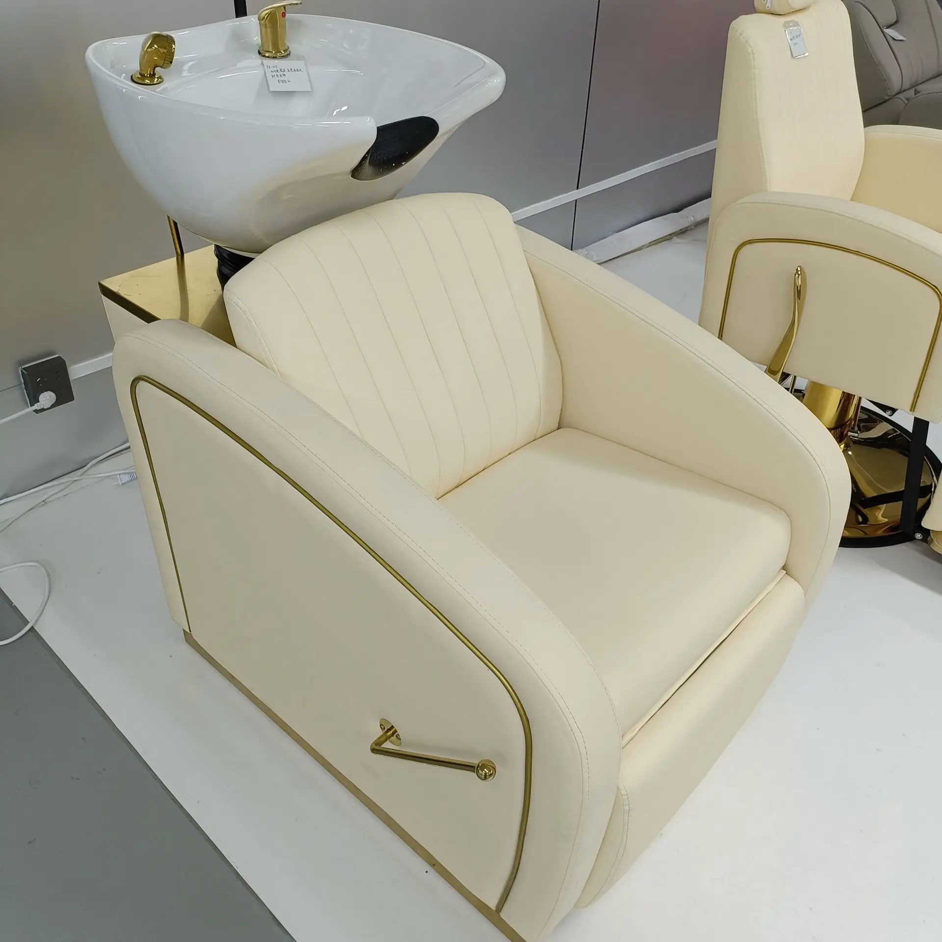 LMM high-end barber shop shampoo bed simple hair salon special ceramic basin sitting shampoo bed