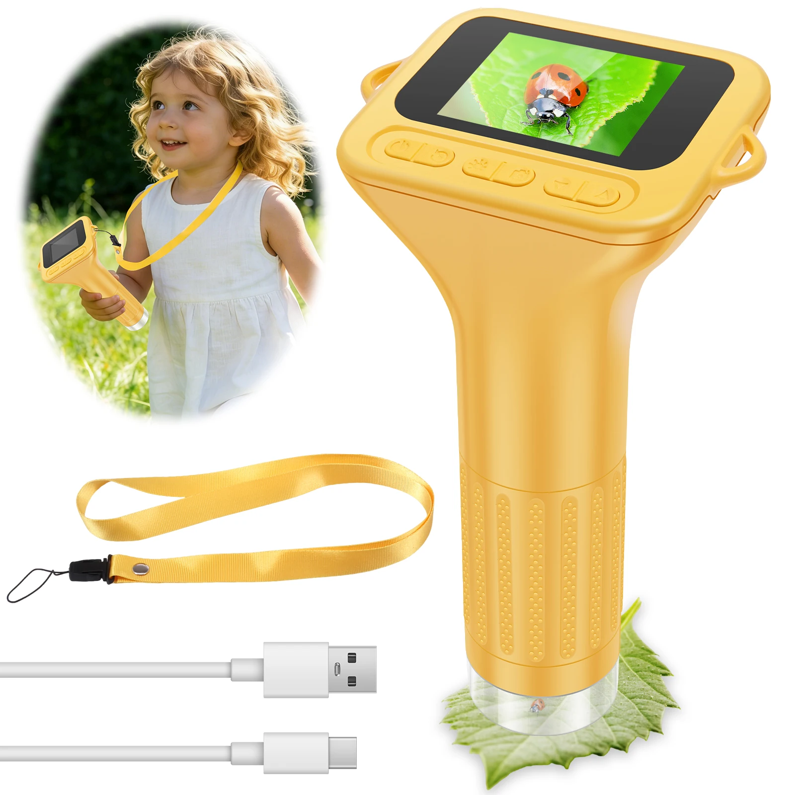 

Microscope for Kids 1000X 1080P Digital Microscope IPS Screen Handheld Kids Microscopes Scientific Educational Toys for Outdoor