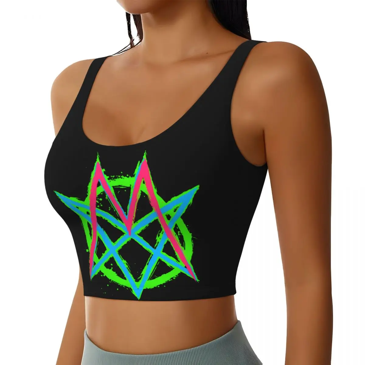 Custom Women Msi Mindless Hip Hop Punk Rock Self Indulgence Sports Bra Electro High Impact Gym Workout Running Crop Tank Tops