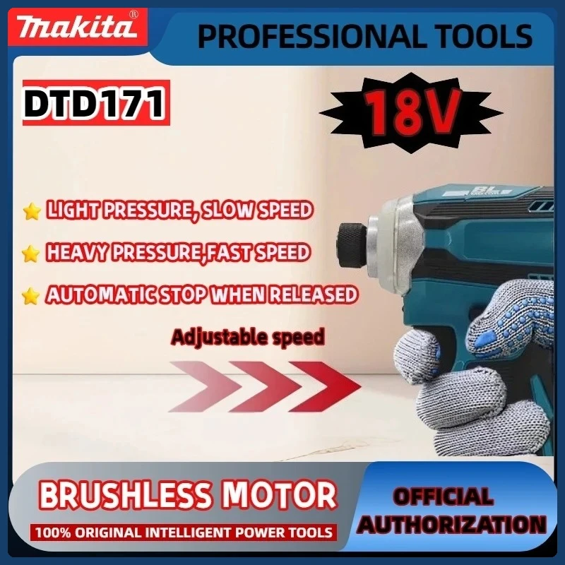 Makita Original DTD171 18v Impact Driver Cordless Brushless Electric Screwdriver Rechargable Drill Driver Makita Power Tool