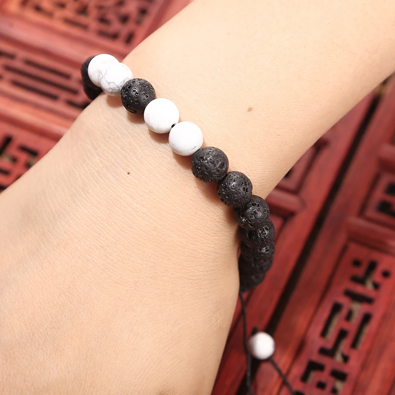 Leisure Adjustable Natural Stone Bracelet Unisex Howlite Malachite Tiger Eyes Beads Braclet Handcrafted Couple Healing Jewelry