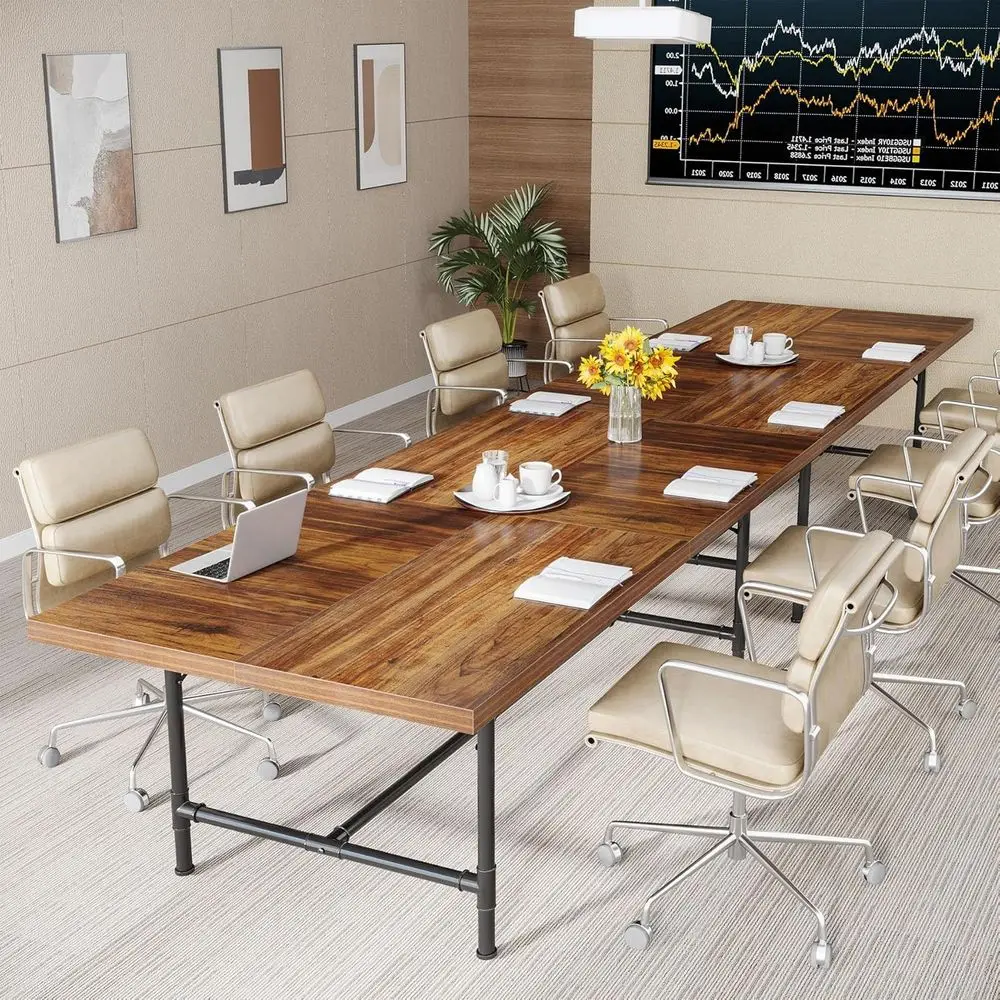 Rustic 70.8W x 35.4D Industrial Meeting Table, 6FT Conference Desk for Boardroom or Office
