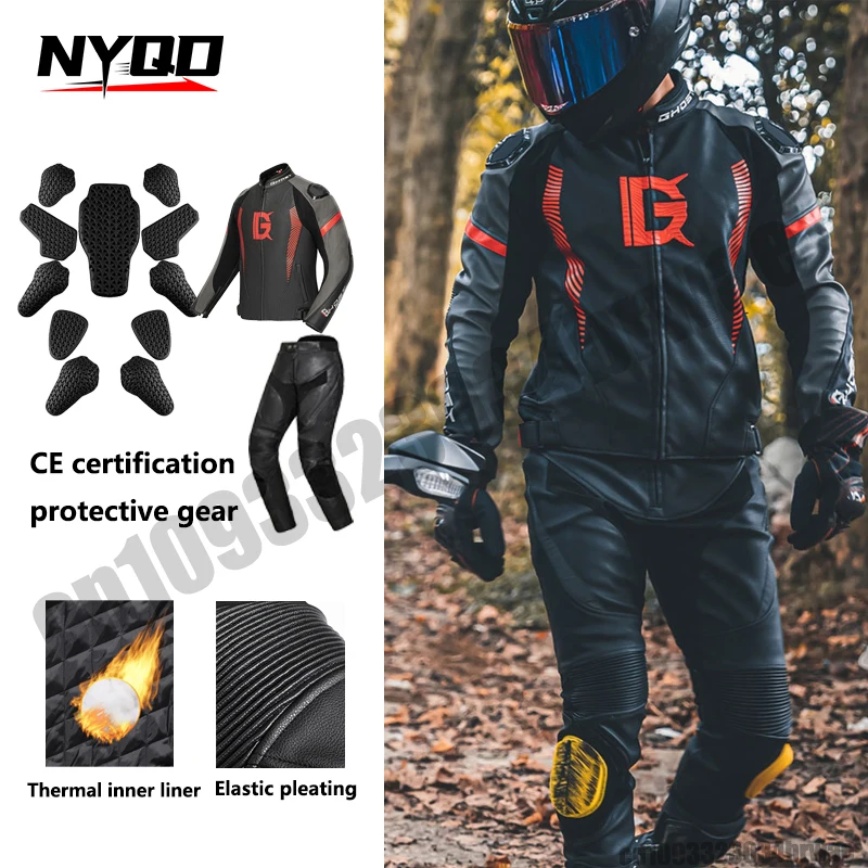 

Motorcycle Riding Protective Jacket Pants PU Leather Warm Men CE Protector Motocross Pants Motorcycle Riding Jacket for Men