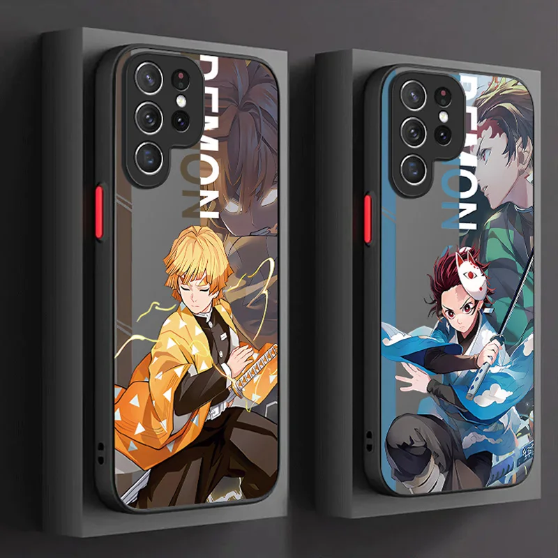 Anime Demon Slayer Matte Hard Case For Samsung Galaxy S24 S23 S22 Ultra S21 S20 FE S10 Plus Note 20 10 A15 A25 A35 A55 Cover