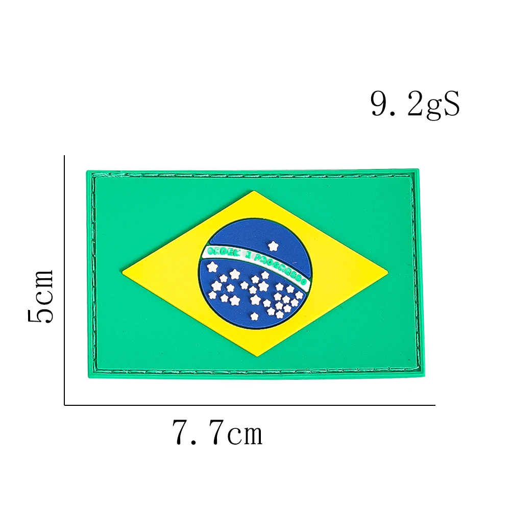 Square National Flag PVC Material Hook and Loop Brazil Mexico Logo Tactical Morale Arm Patch Backpack Hat Jacket Decor Patches