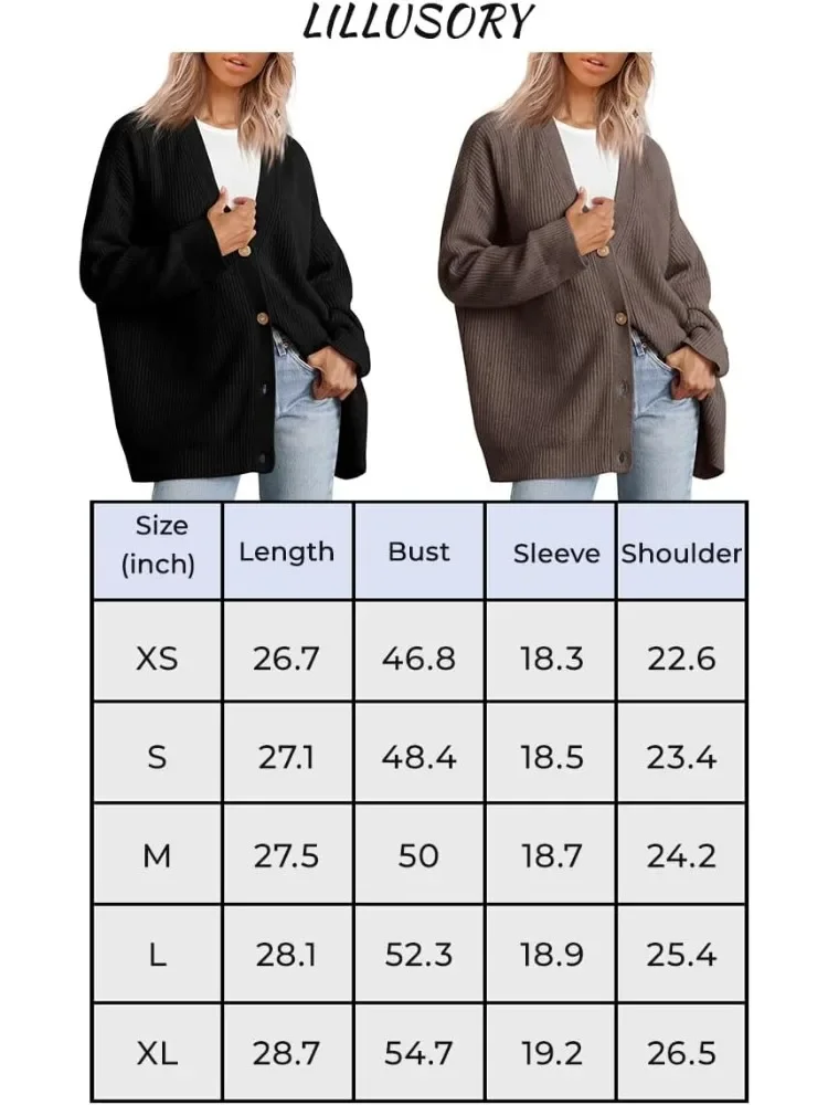 Women\'s Cardigan 2023 Open Front Oversized Button Lightweight Sweaters V Neck Loose Cardigans Knit Outwear