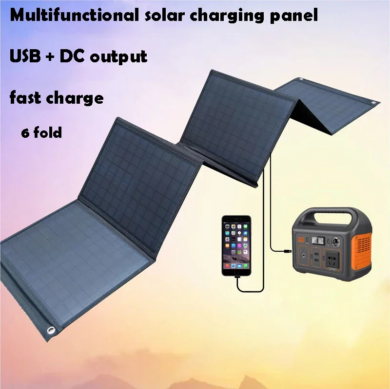 

Solar Panel Folding Bag USB+DC Output Charger Device 120W 18V Portable Foldable Bag Outdoor Travel Hiking Camping Power Supply