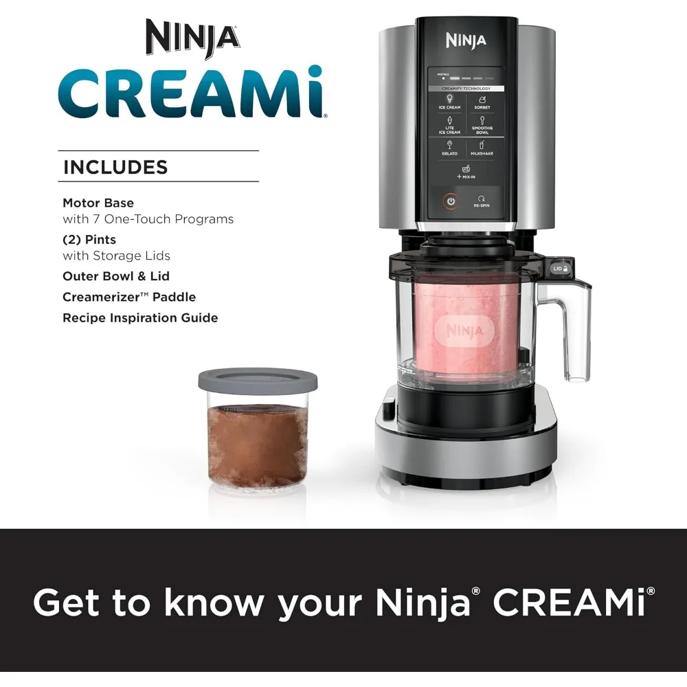 NC301 CREAMi Ice Cream Maker, for Gelato, Mix-ins, Milkshakes, Sorbet, Smoothie Bowls & More, 7 One-Touch Programs