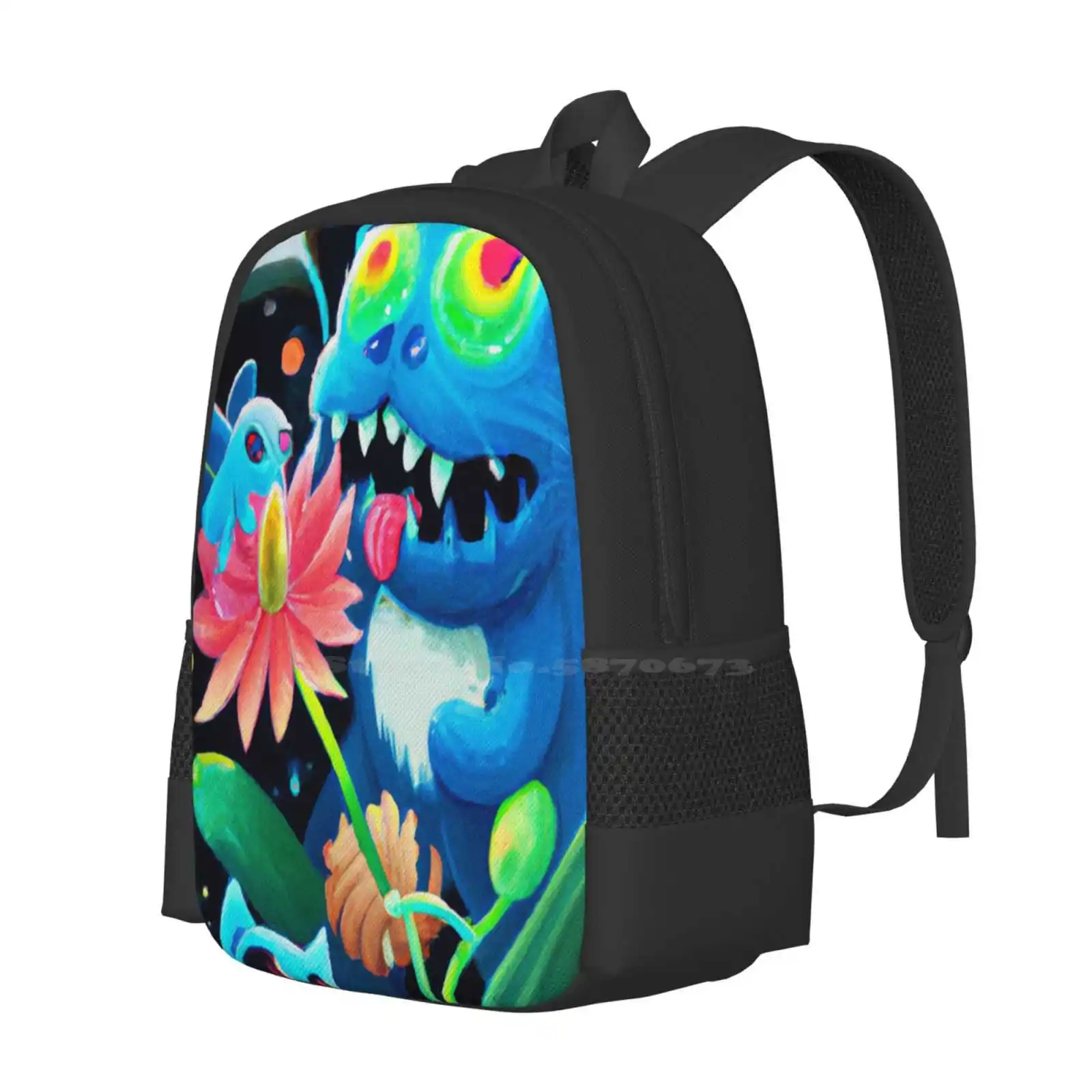 Cute Spirit Creature 3D Print Design Backpack Student Bag Cool Trippy Cute Creative Digitalart Colorful Psyart Psychedelic 420