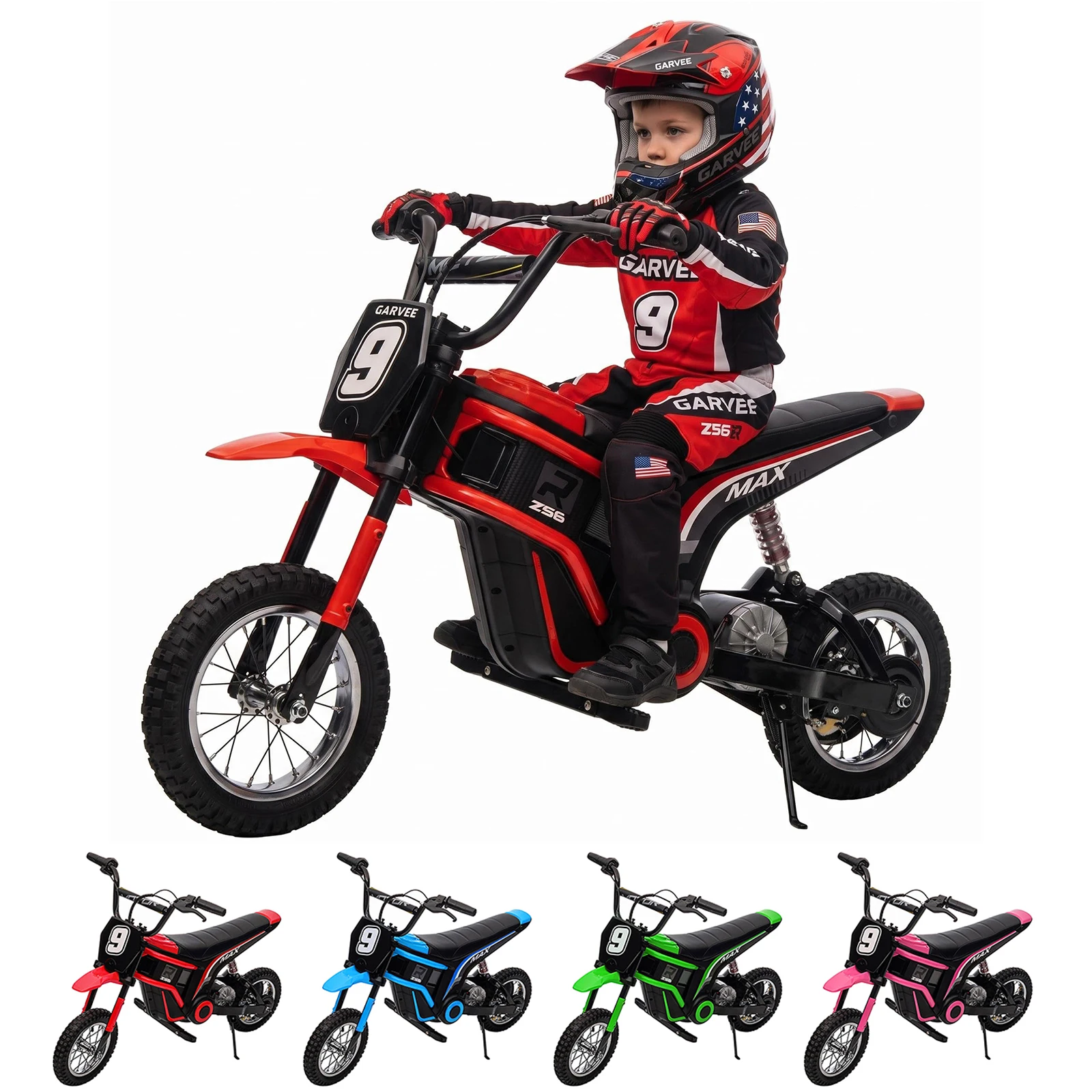 24V 350W Kids Electric Dirt Bike, 3 Speed 5-14.29 MPH Ride On Motorcycle, Hydraulic Suspension, Off Road Tires For Ages 8-14