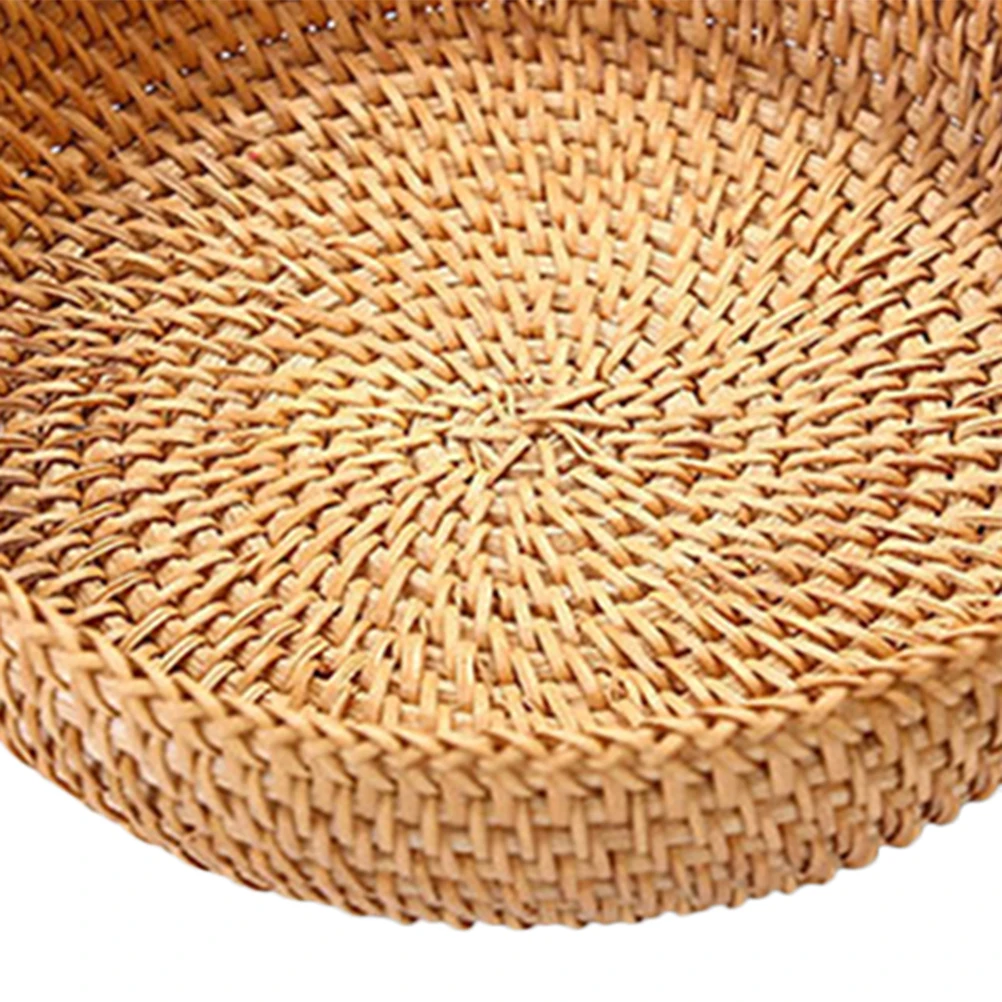 

Natural Rattan Candy Box Storage Tea Cans Plate Handmade Breathable Dried Fruit Snacks Dish Household Eco Friendly