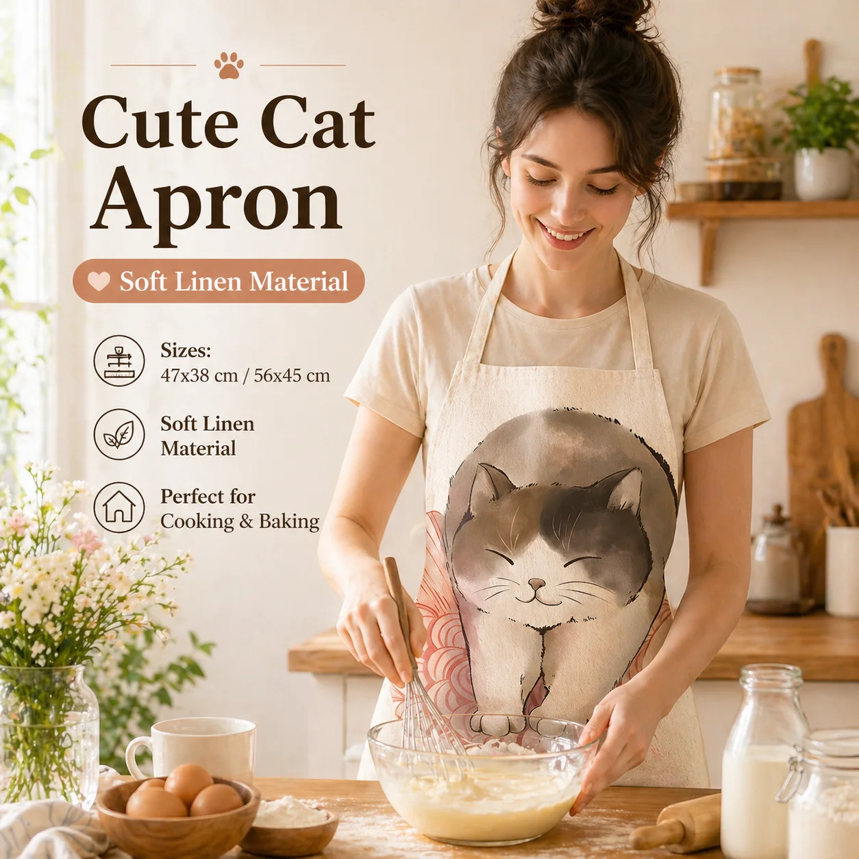 Uroczy lniany fartuch kuchenny – Home Cooking For Cats recenzja i cena