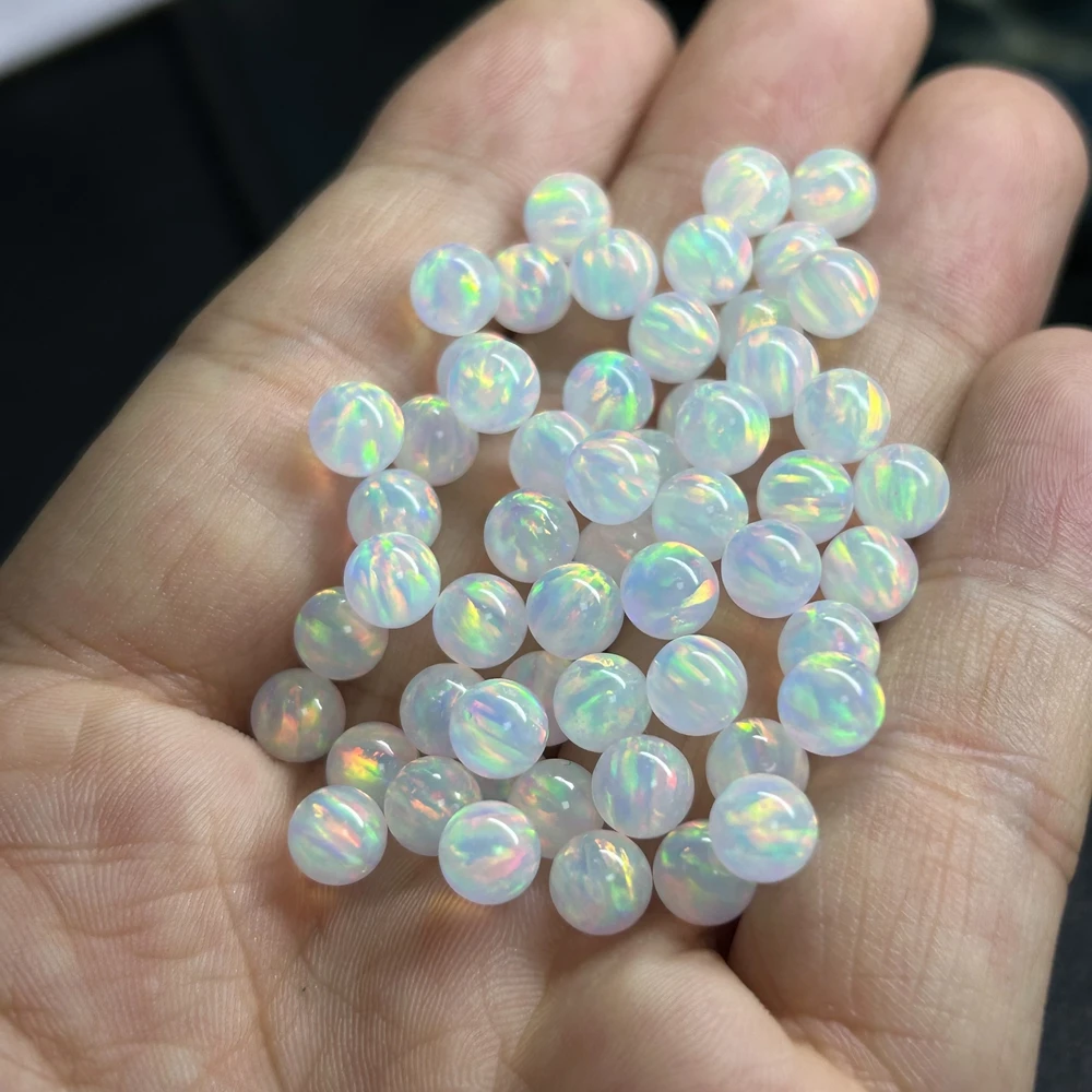 

OP534 Round Opal Beads White Crystal 3mm 4mm 5mm 6mm 8mm 10mm Stone Bead Full Hole Synthetic Gemstones