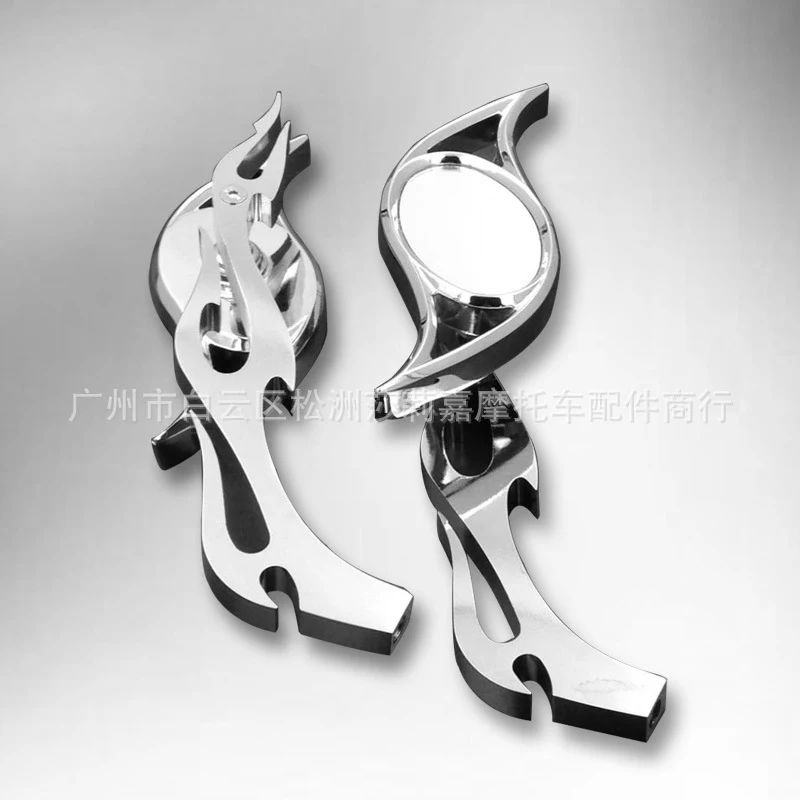 It Is Suitable for Harley V-rod Flame Chrome Billet Motorcycle Rearview Mirror and Reversing Mirror