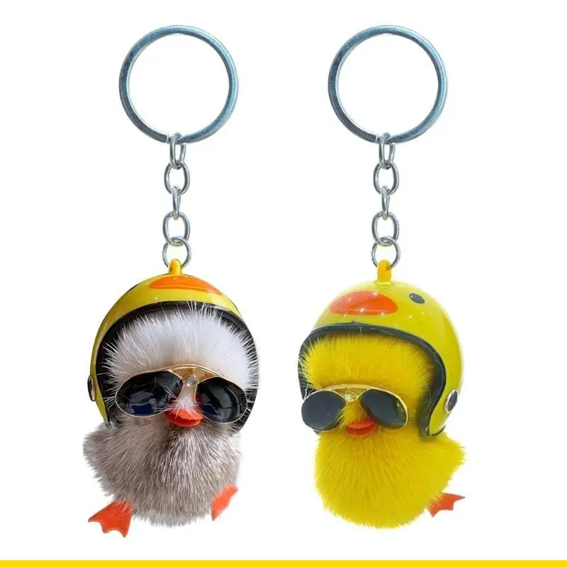 SZCH Handbag Pendant Chains Rings Small Gift Plush Helmet Duck Keychain